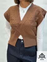 ژیله بافت زنانه دکمه دار رنگ آحری