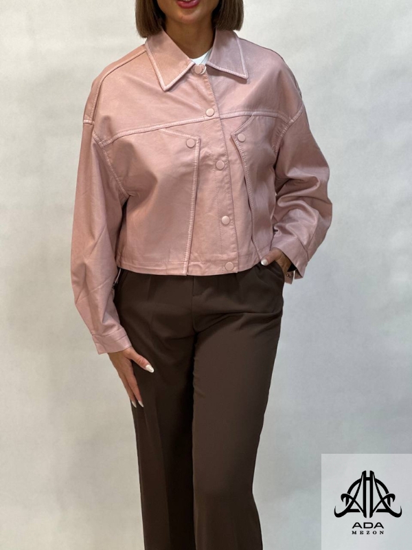 ترنچ کت چرم طبیعی رنگ صورتی ترنچ کت چرم طبیعی رنگ صورتی