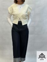 ژیله بافت زنانه دکمه دار رنگ سفید