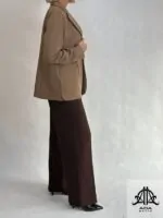 کت زنانه بغل دکمه دار رنگ نسکافه ای