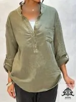 شومیز نیمه جلو دکمه دار یشمی