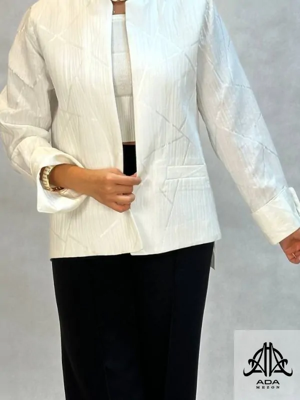 کت ژاکارد مجلسی سفید