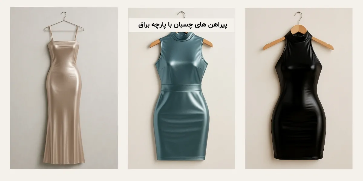 پیراهن های چسبان با پارچه براق